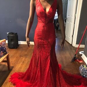 Prom dress/ball gown,also included shoes size 7 women red clutch!’n